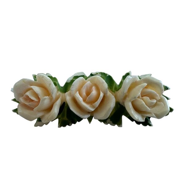 Antique Carved Celluloid Rose Floral Brooch - Picture 3 of 12